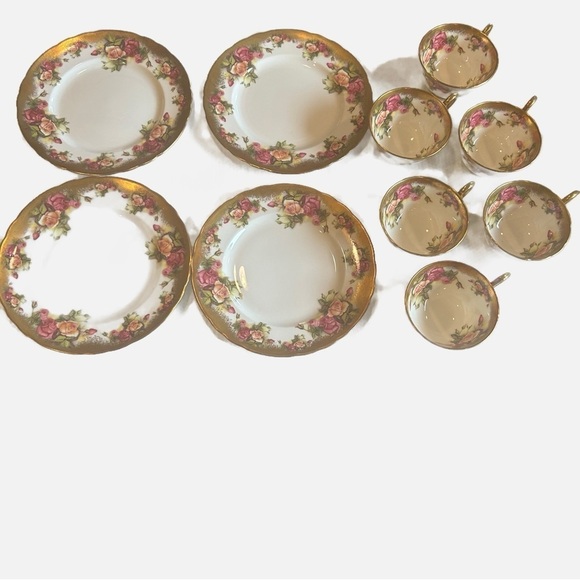 Vintage Royal Chelsea Golden Rose Bone China 10 piece tea set Hand Painted